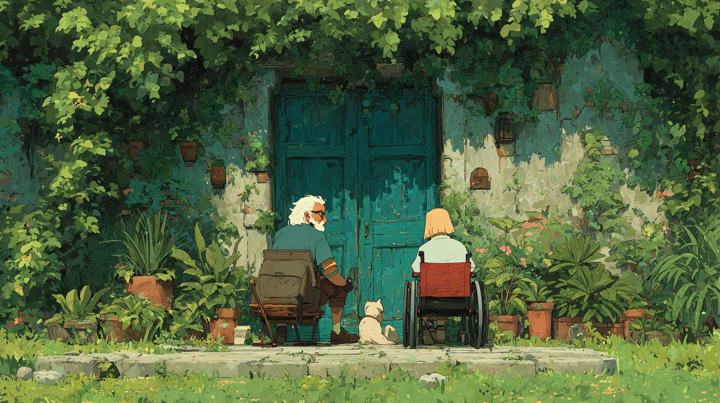 Personnes dans un jardin appréciant leurs différences.