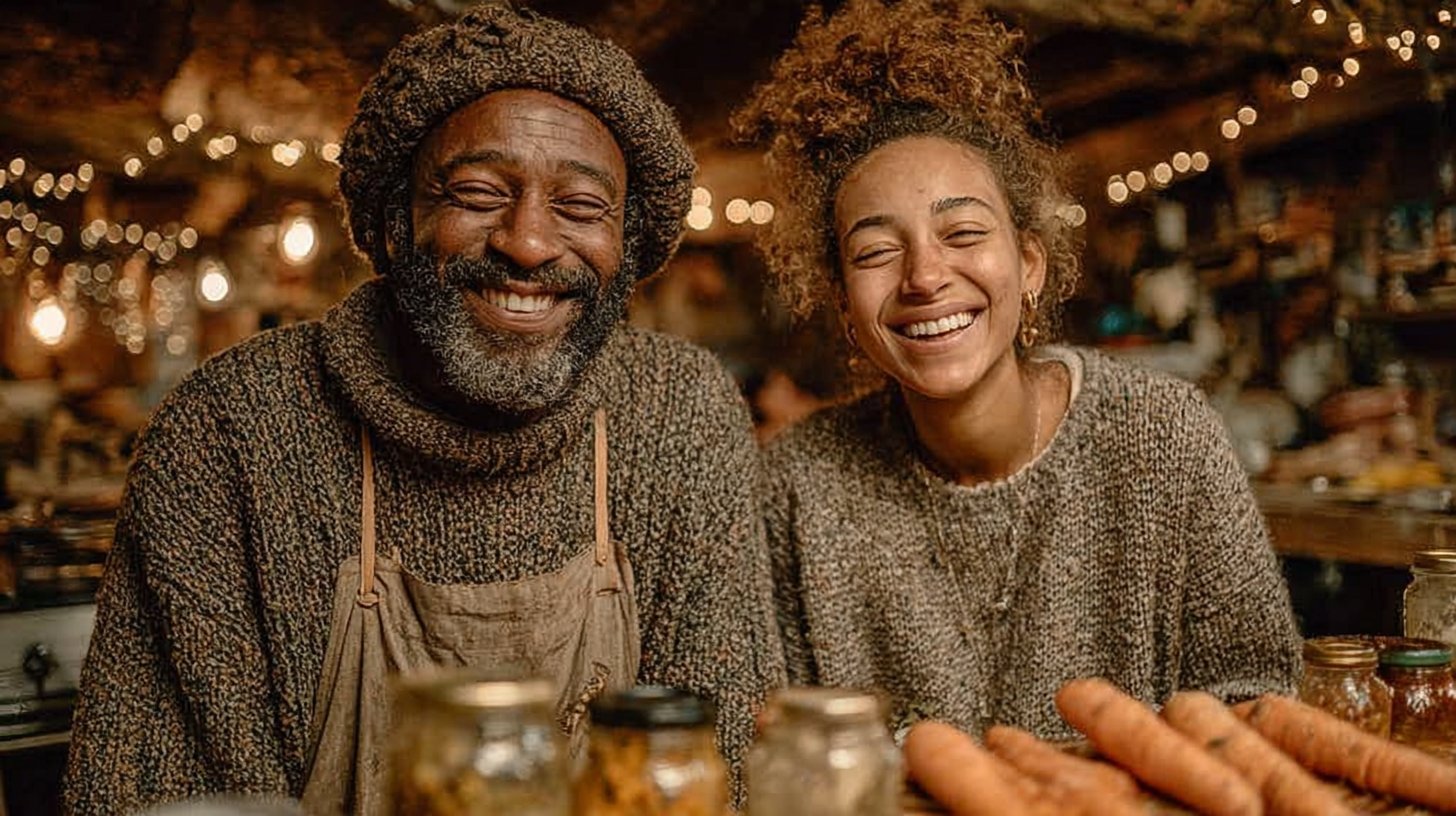 Zusammen kochen in einer gemütlichen Küche.