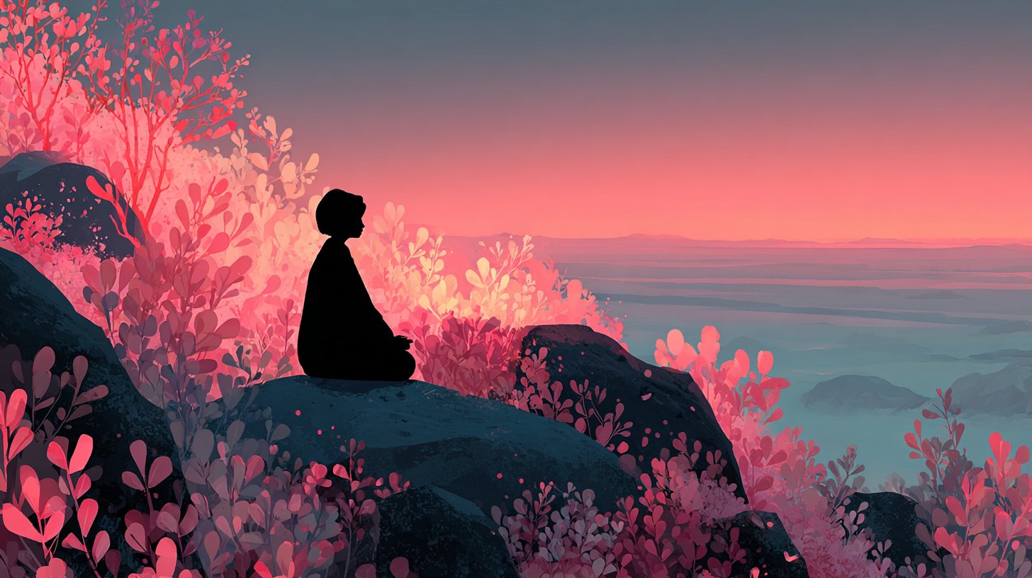 Eine friedliche Meditation inmitten der Natur fördert das Wohlbefinden.