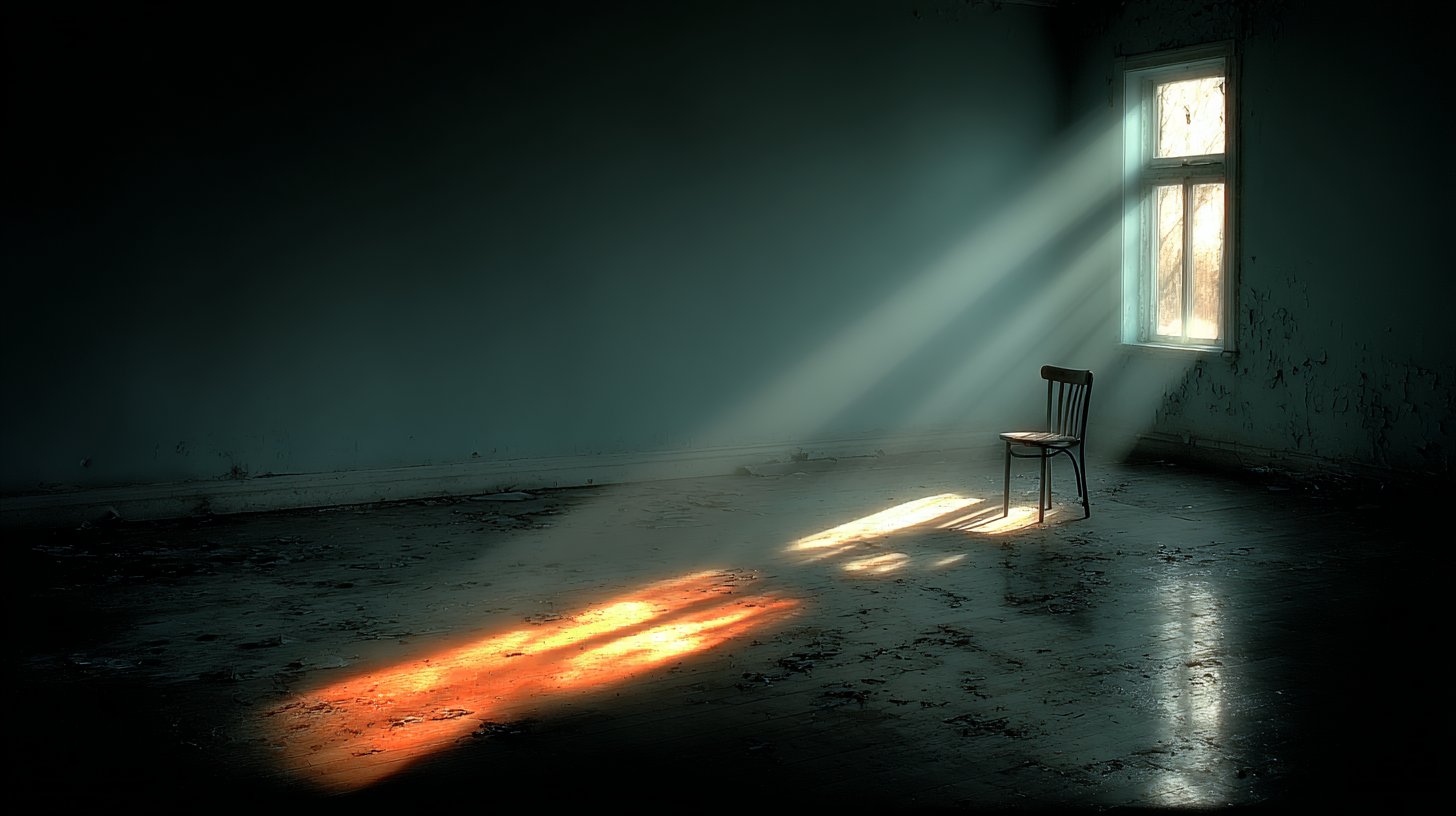 An empty room, solitude longing for connection.