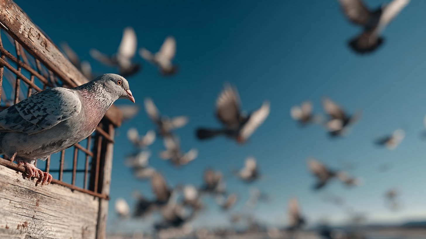 Freedom: Birds soaring into a blue sky.