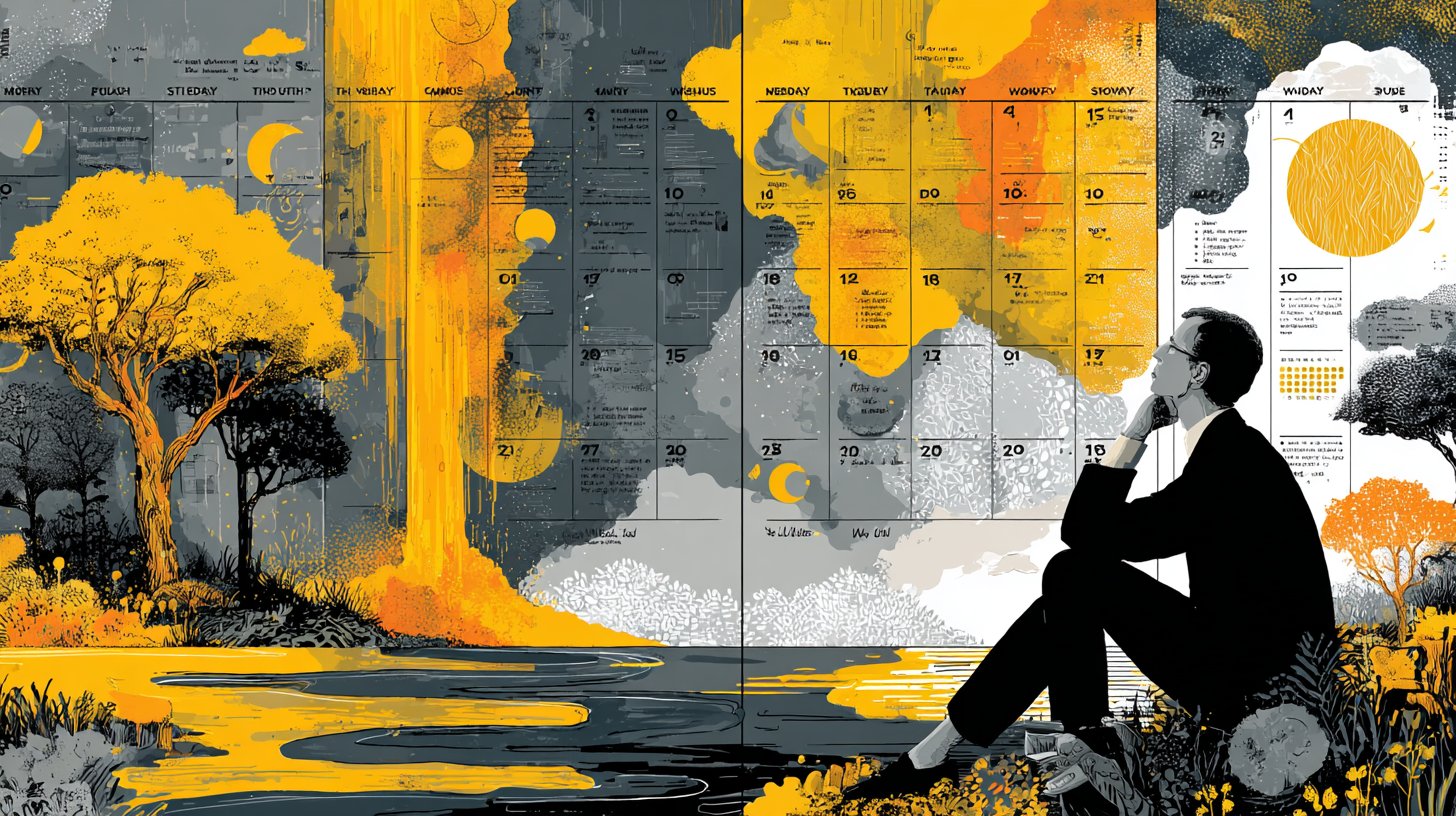 Ein leerer Kalender, Träume verschwinden.