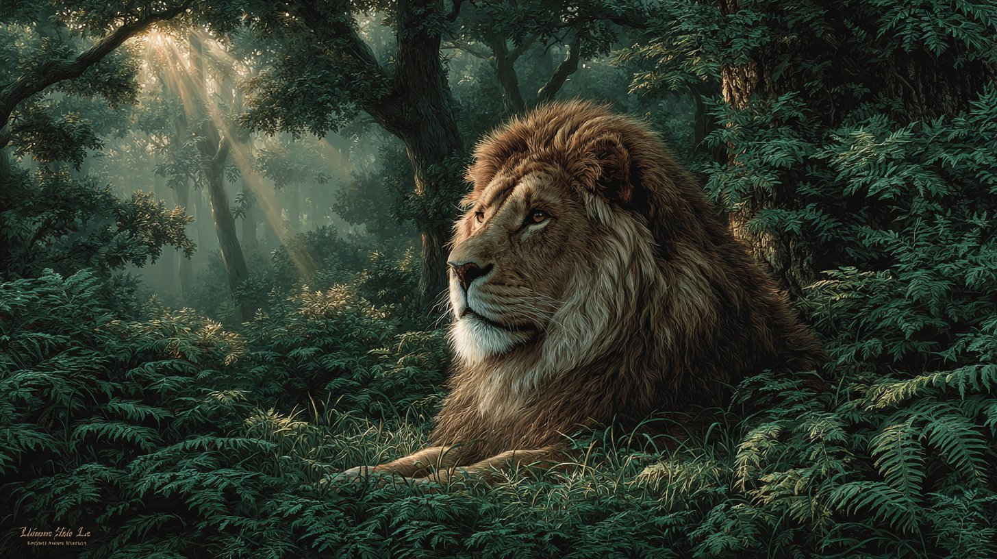 Ein charismatischer Löwe strahlt Lebensfreude aus.