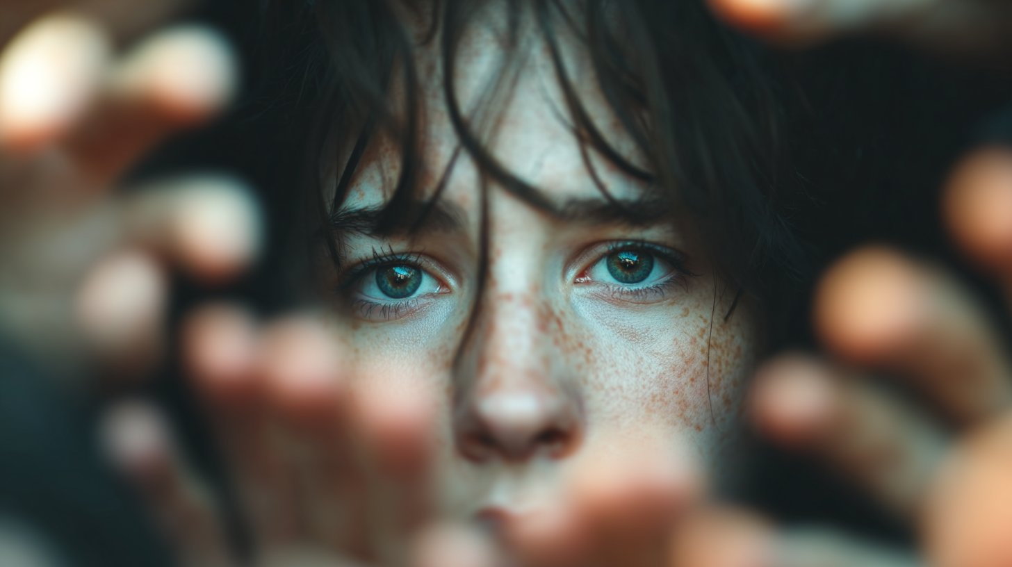 Eine Person umgeben von Hilfe, aber einsam.