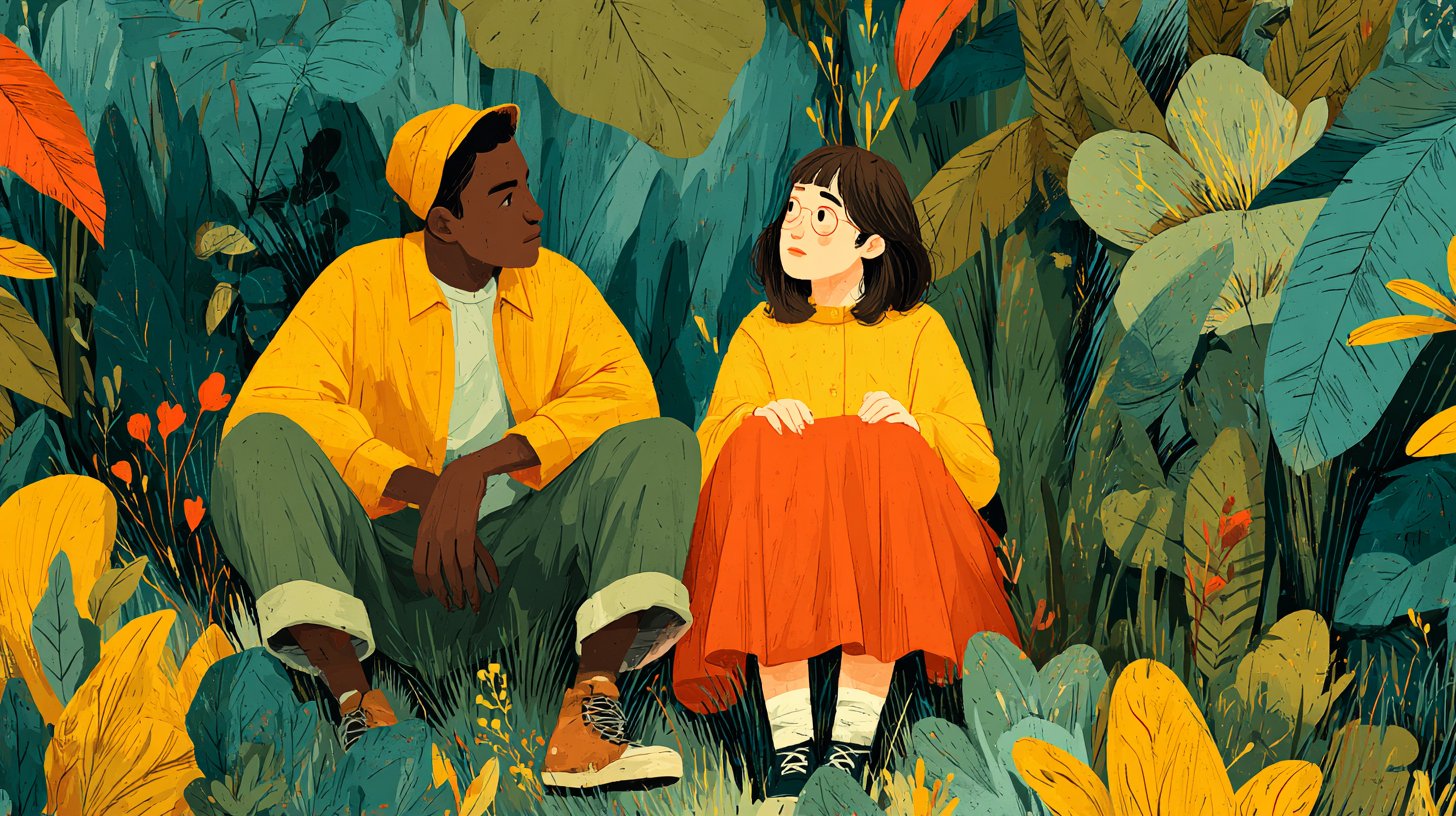 Zwei Personen, die in der Natur über ihre Gefühle diskutieren und emotionale Intelligenz demonstrieren.