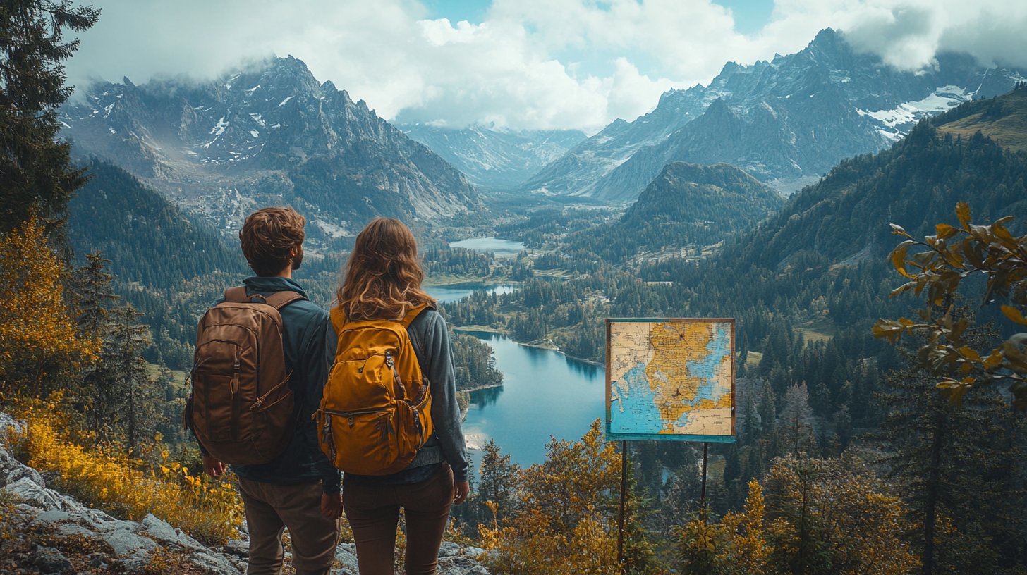 Ein Paar erkundet atemberaubende Landschaften mit einem Vision Board.