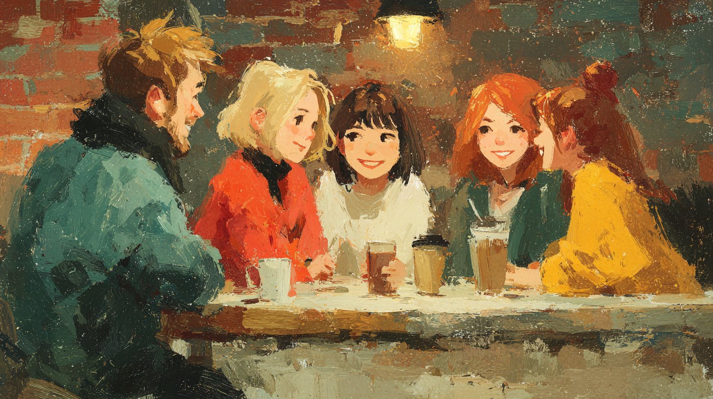 Freunde lachen und unterstützen sich.