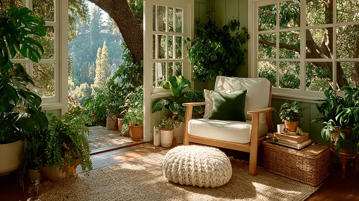 Environnement intérieur harmonieux avec des plantes favorisant le bien-être.