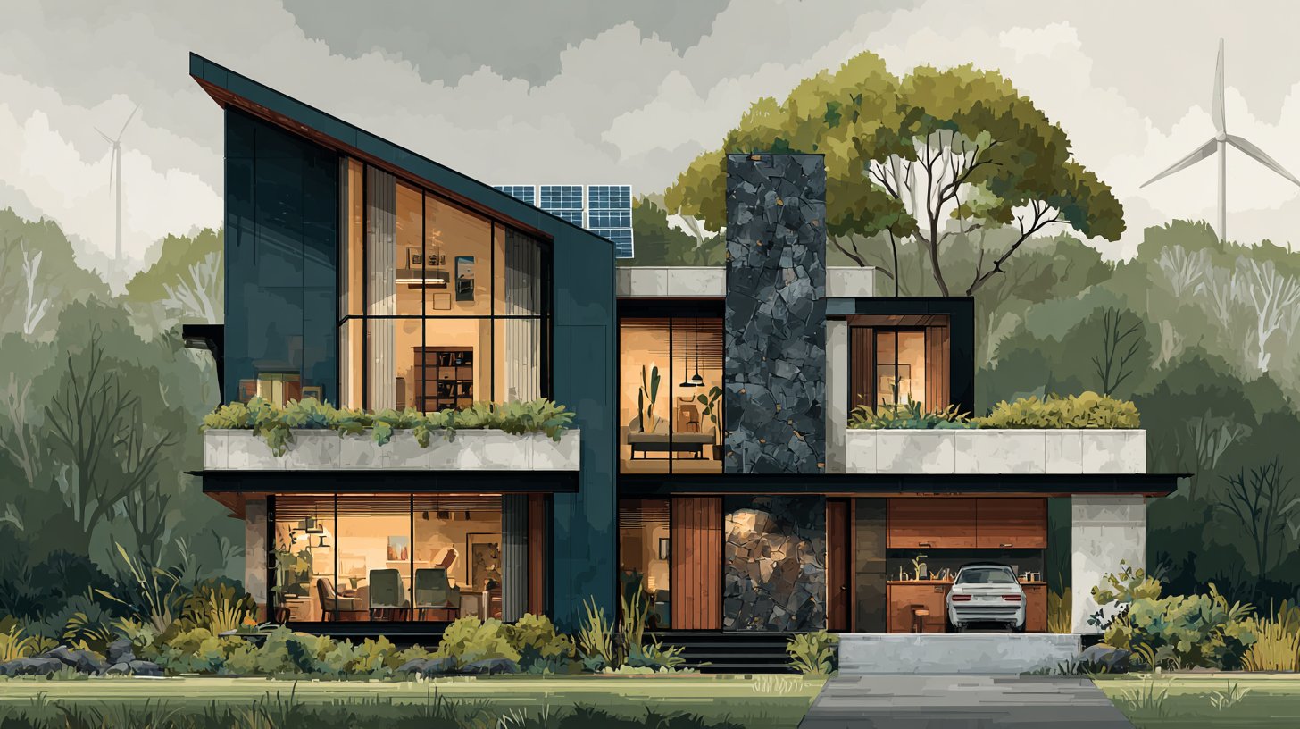 Casa moderna dotata di tecnologie verdi.
