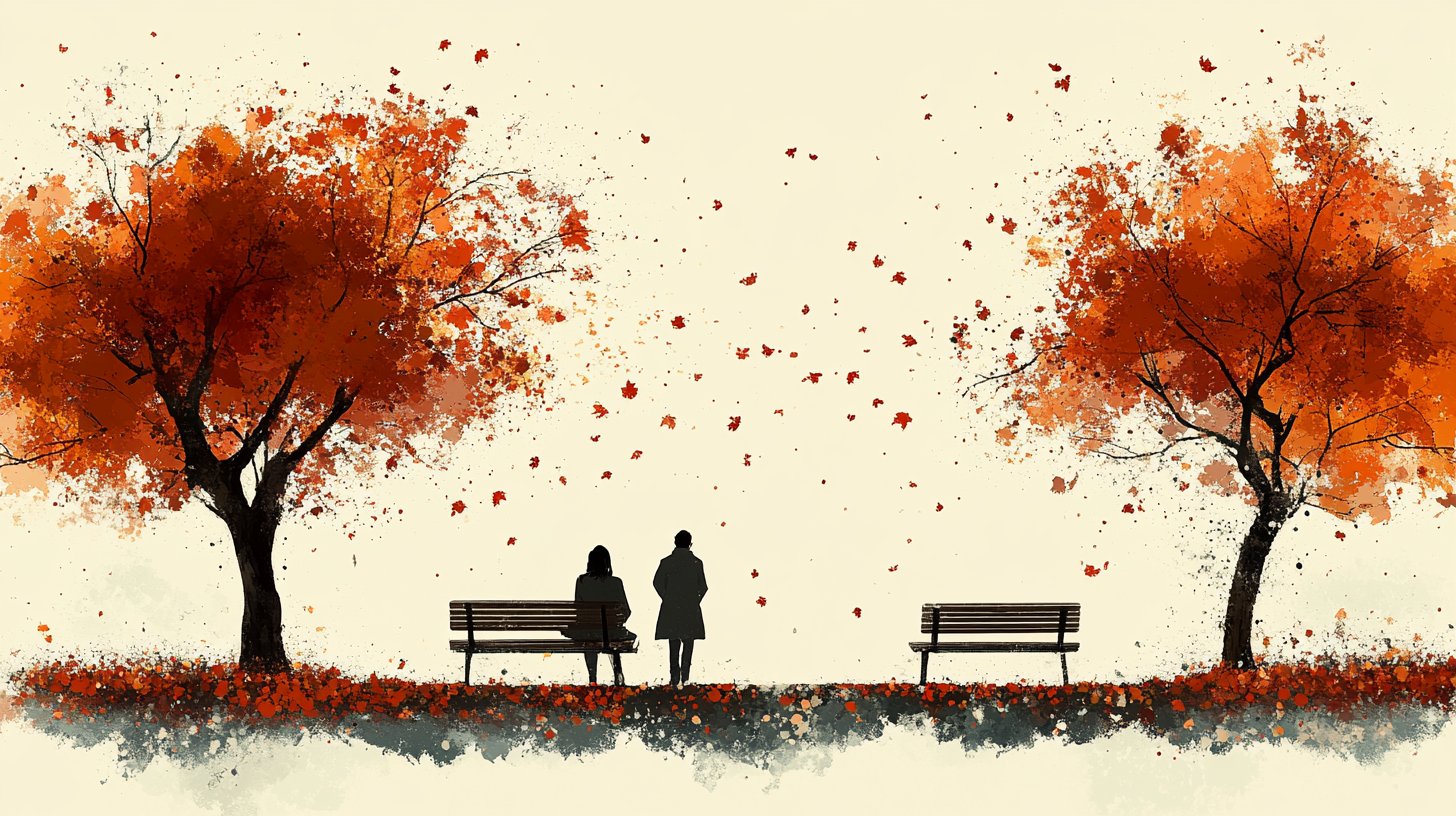 Entfernung und Enttäuschung auf einer Parkbank.