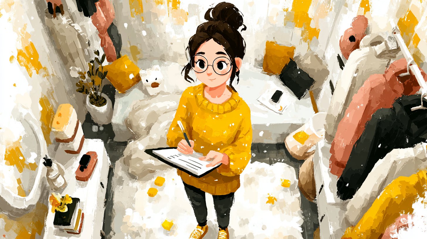 Gemütliches Einkaufen mit Einkaufszettel.