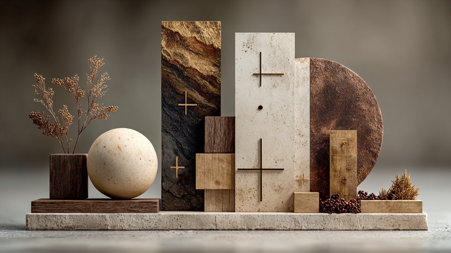 Eine künstlerische Anordnung von Zahlensymbolen in minimalistischem Stil.