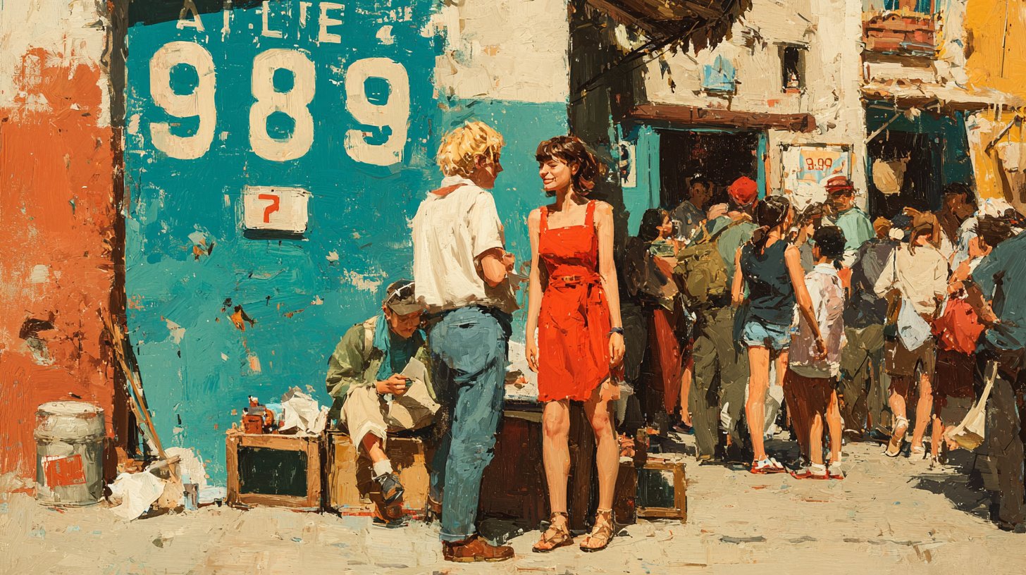 Eine lebhafte Straßenszene mit Menschen und Zahlen im Alltag.