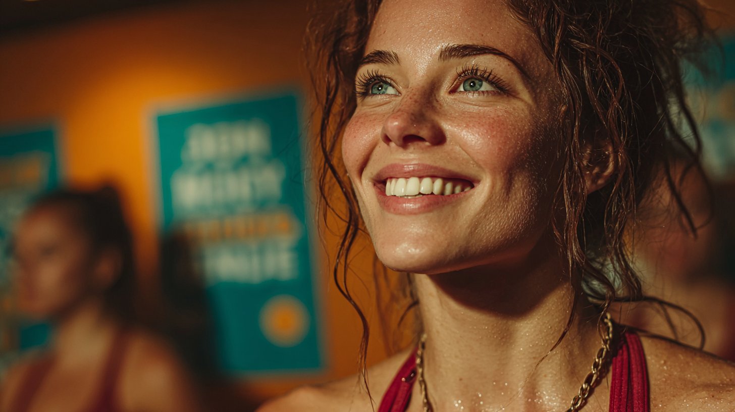 Ein Lächeln auf das Fitnessgesicht