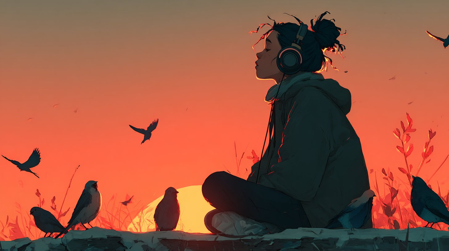 Naturgeräusche im Freien hören.