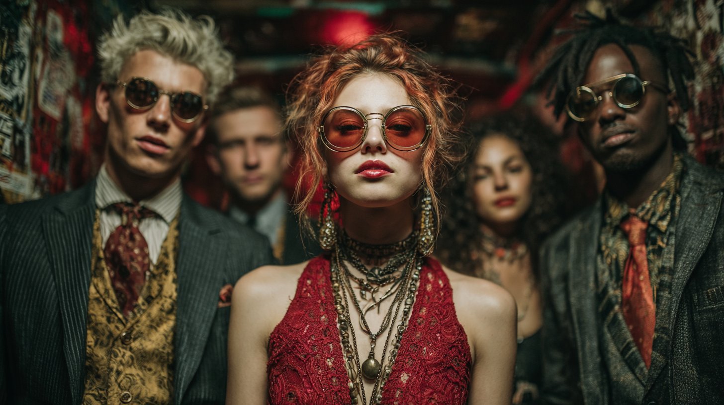 Vielfältige Menschen zeigen ihre einzigartigen Persönlichkeiten durch Mode.