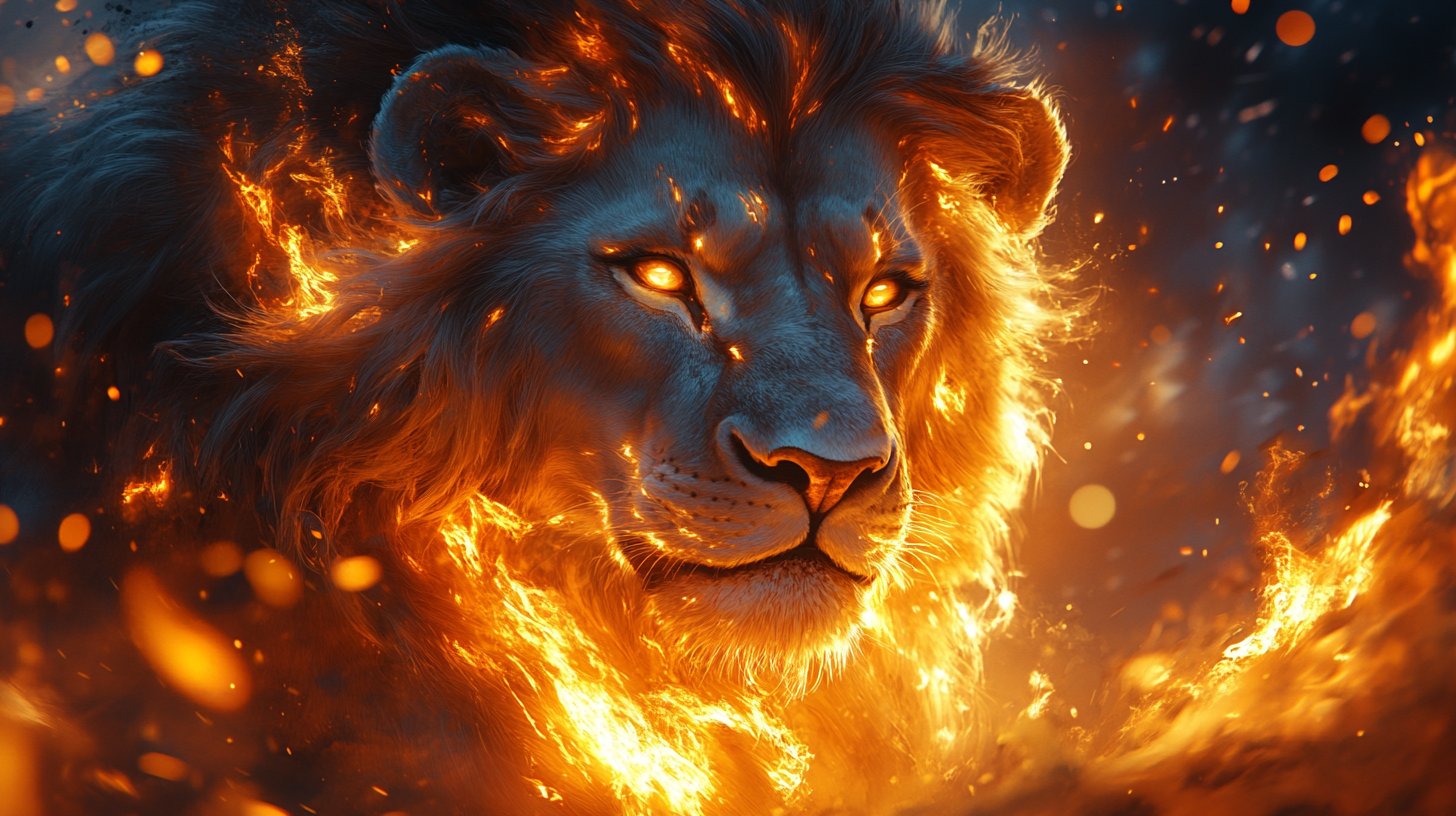 Ein majestätisches Löwenzeichen strahlt Wärme und Loyalität in einer Freundesrunde aus.