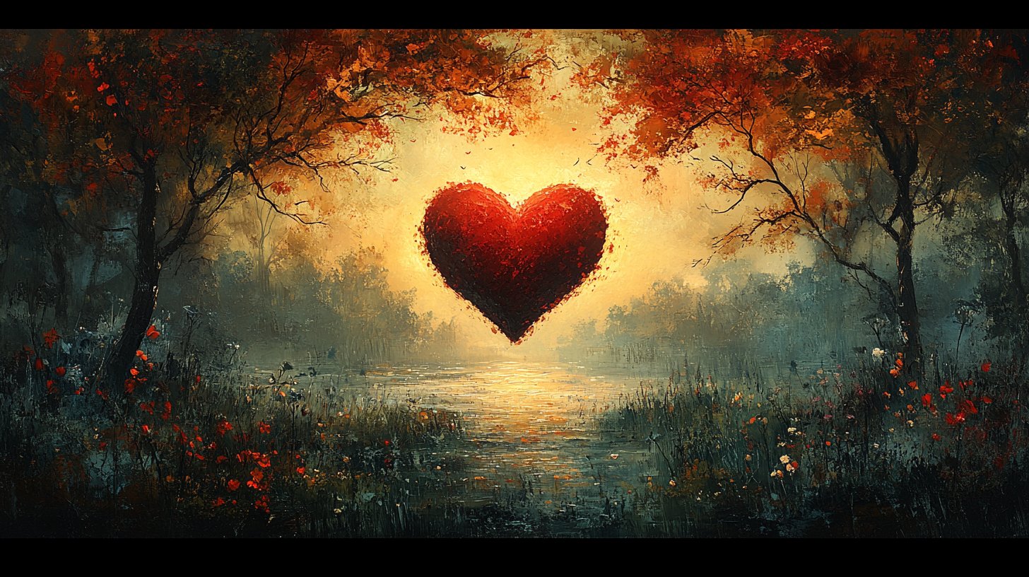 A heart surrounded by nature symbolizing unconditional love.