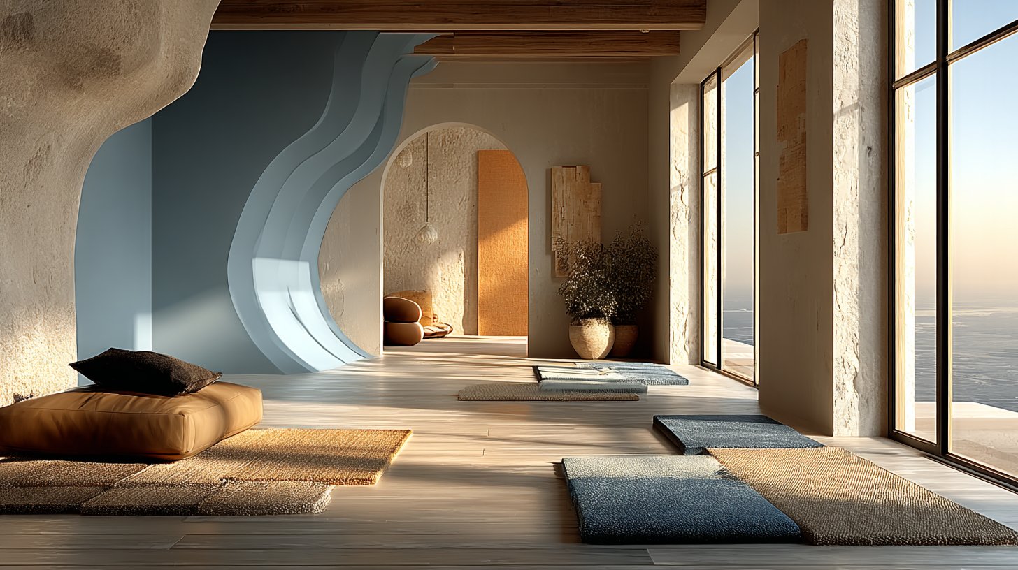 Nahaufnahme der Akustik eines Raumes mit schallabsorbierenden Materialien.