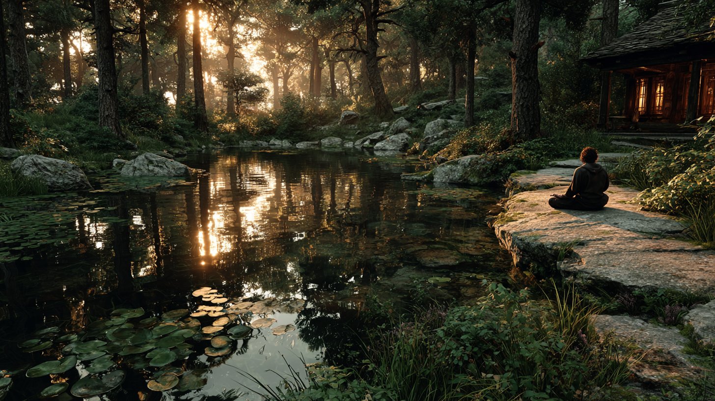 Meditation in der ruhigen Natur.