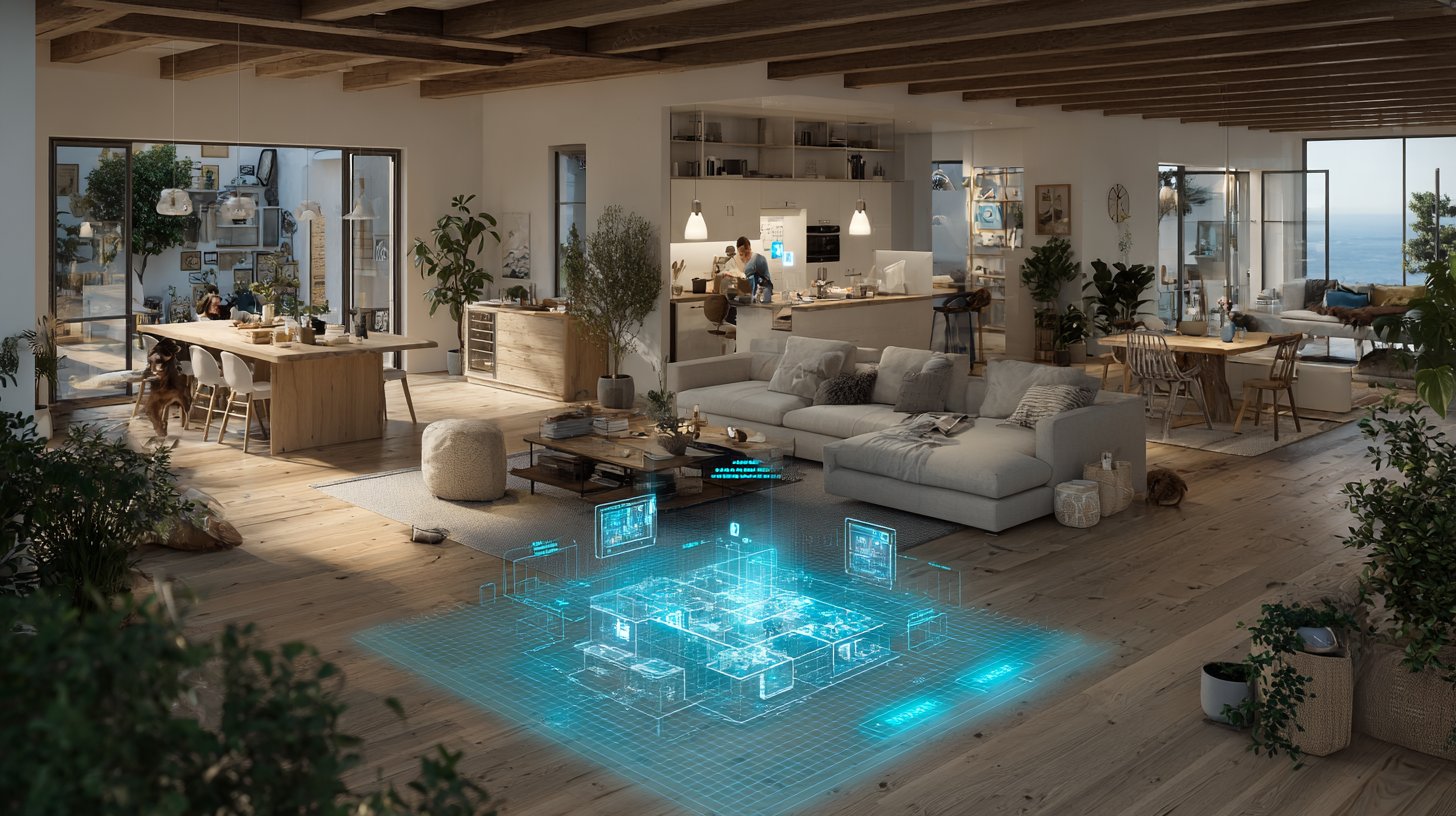 Una famiglia imposta una rete Wi-Fi sicura per la propria casa intelligente.