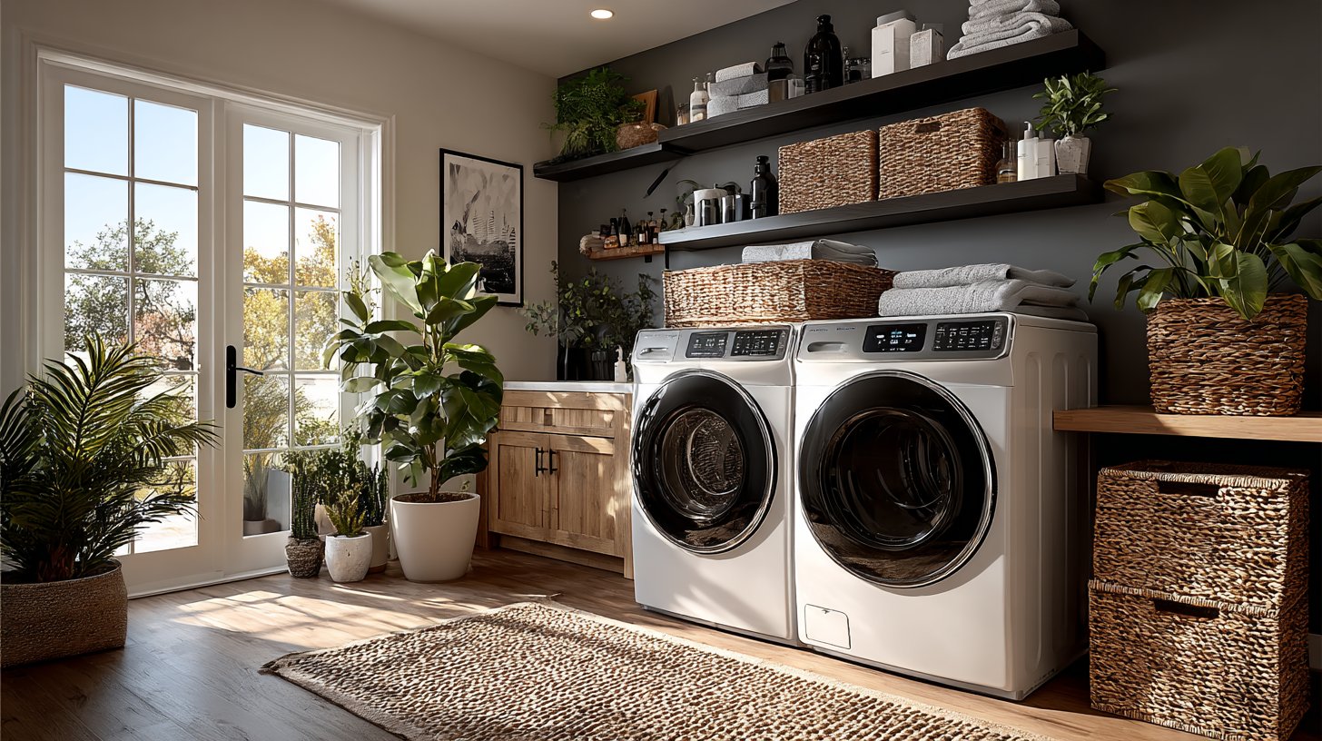 Modernes Wasch- und Trocken-Setup mit smarten Technologien.