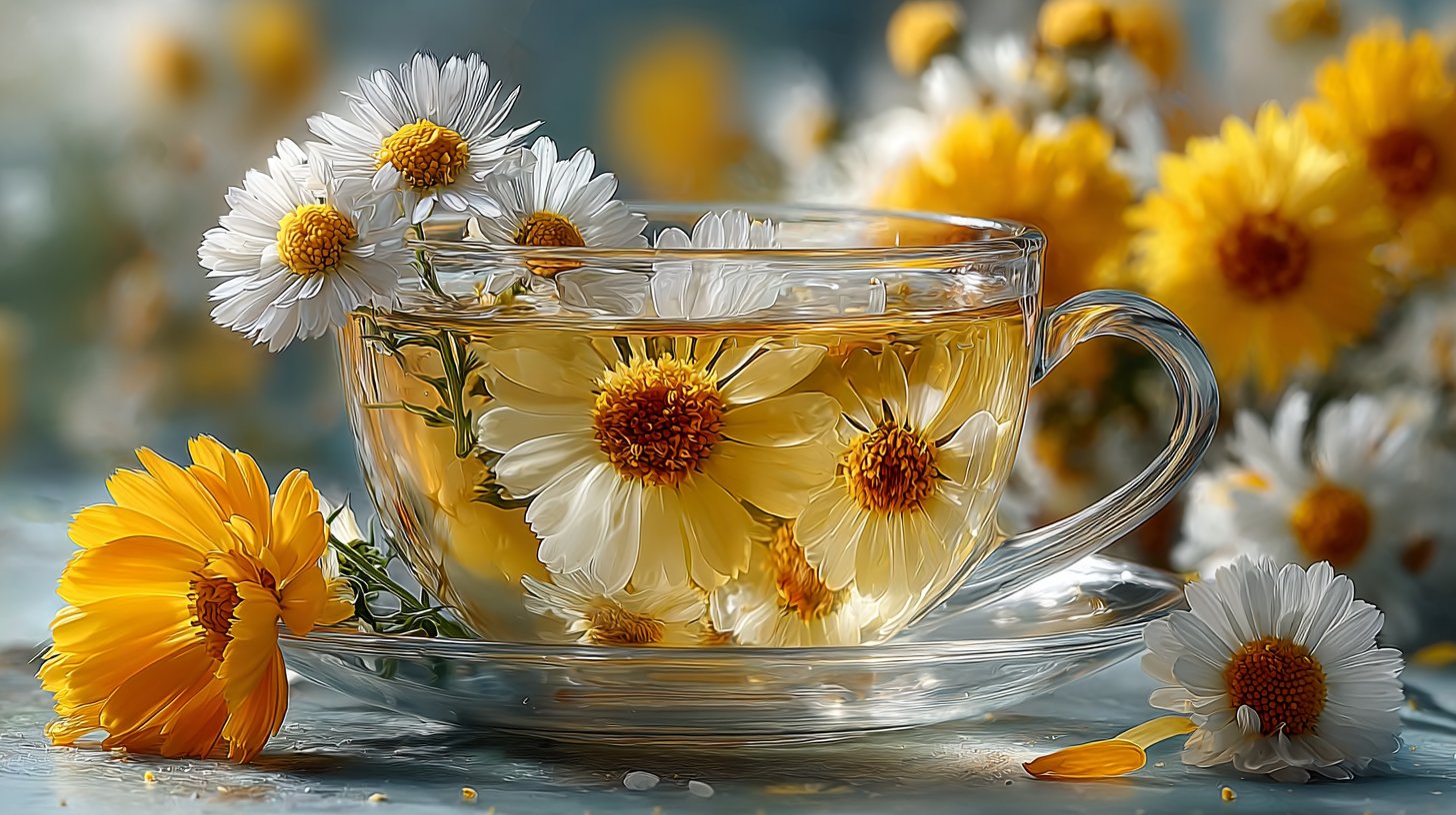 Kamillentee für goldene Highlights im Haar.