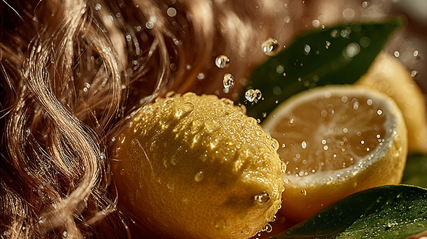 Nahaufnahme von Haar, das mit Zitronensaft natürlich aufgehellt wurde.
