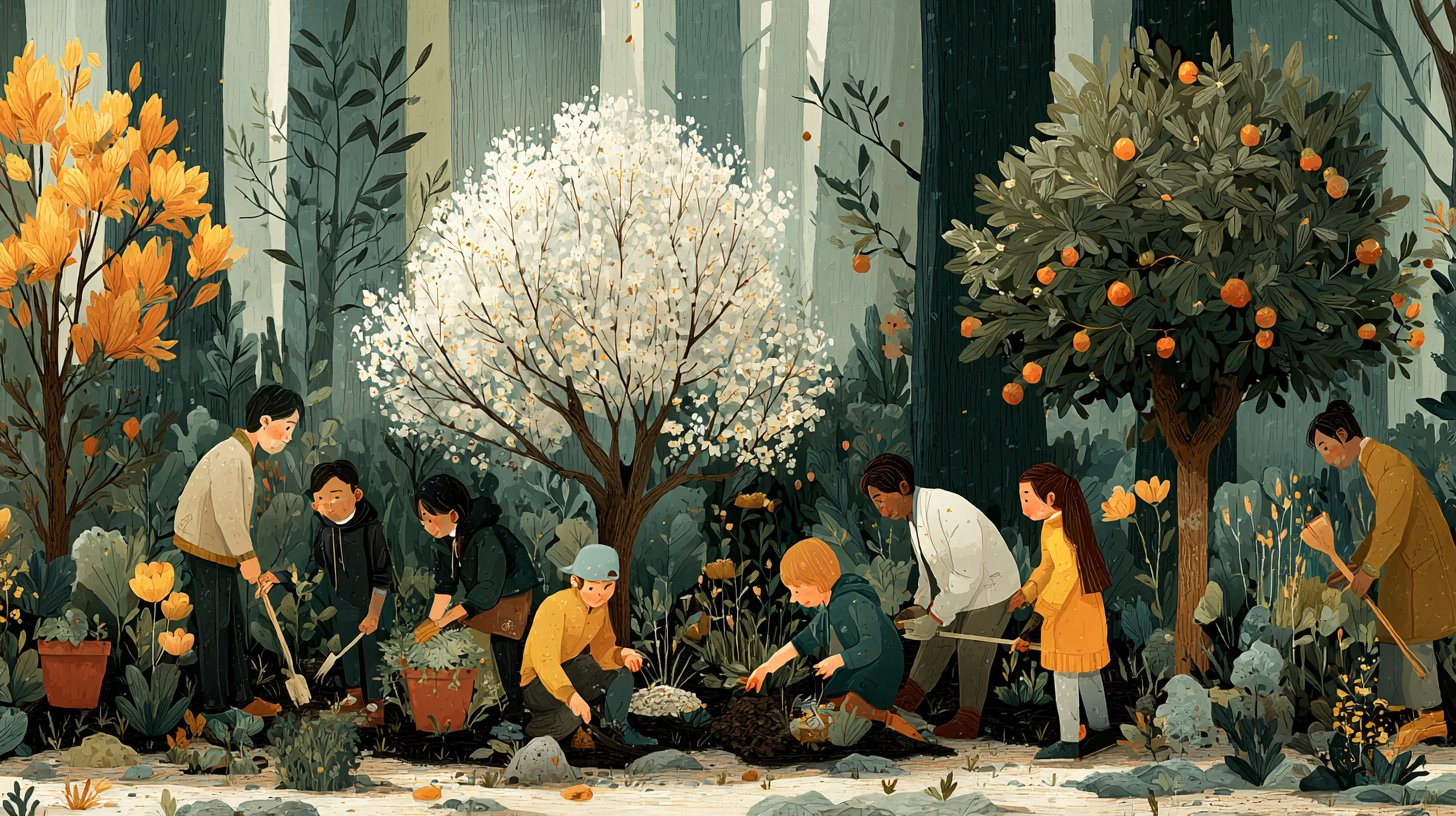 Gemeinschaftsfeier im Park mit immersiven Technologien.