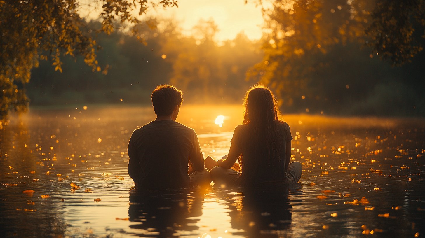 Una pareja disfrutando de un rato de relax en la naturaleza.