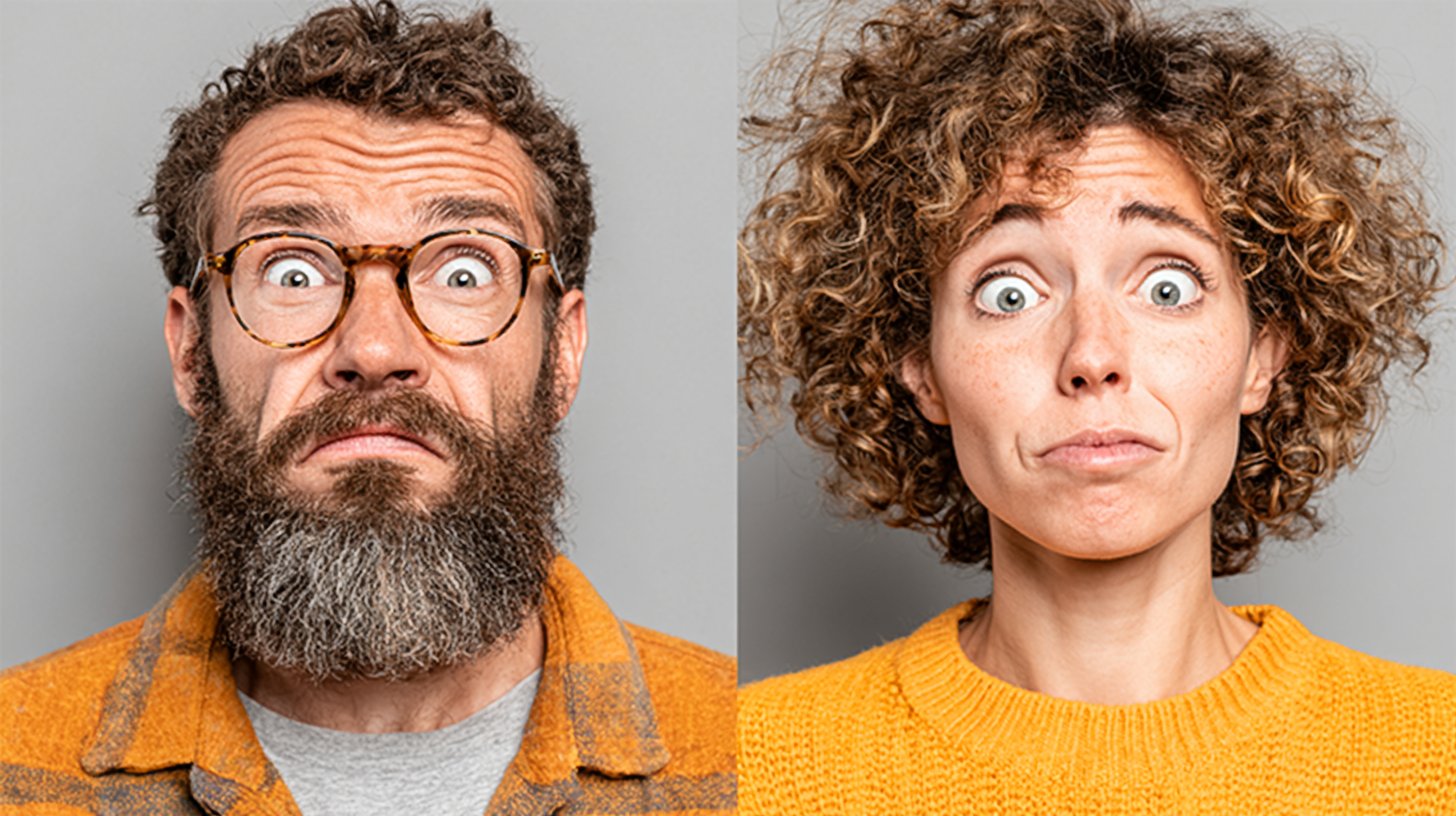 Erwartungen vs. Realität im Online-Dating: Enttäuschung und Überraschung.