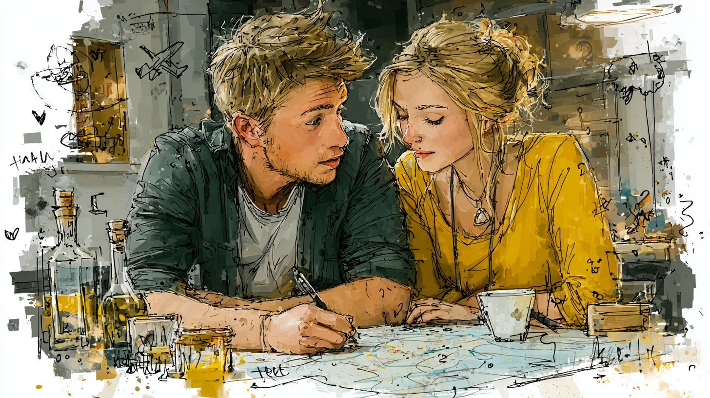 Ein Paar plant gemeinsam ihre Zukunft.