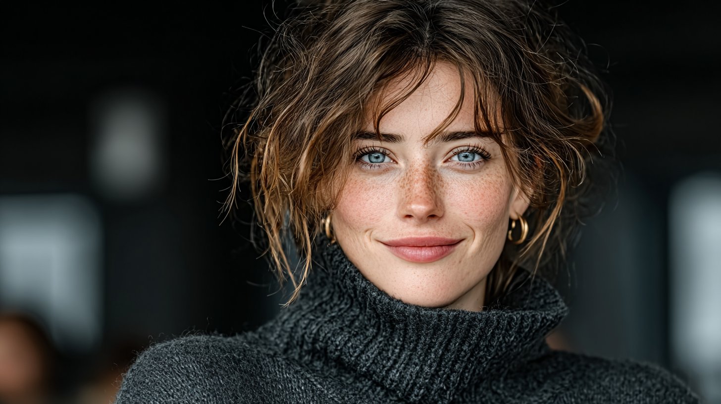 Ein Gesichtsausdruck voller Selbstbewusstsein und Wärme.