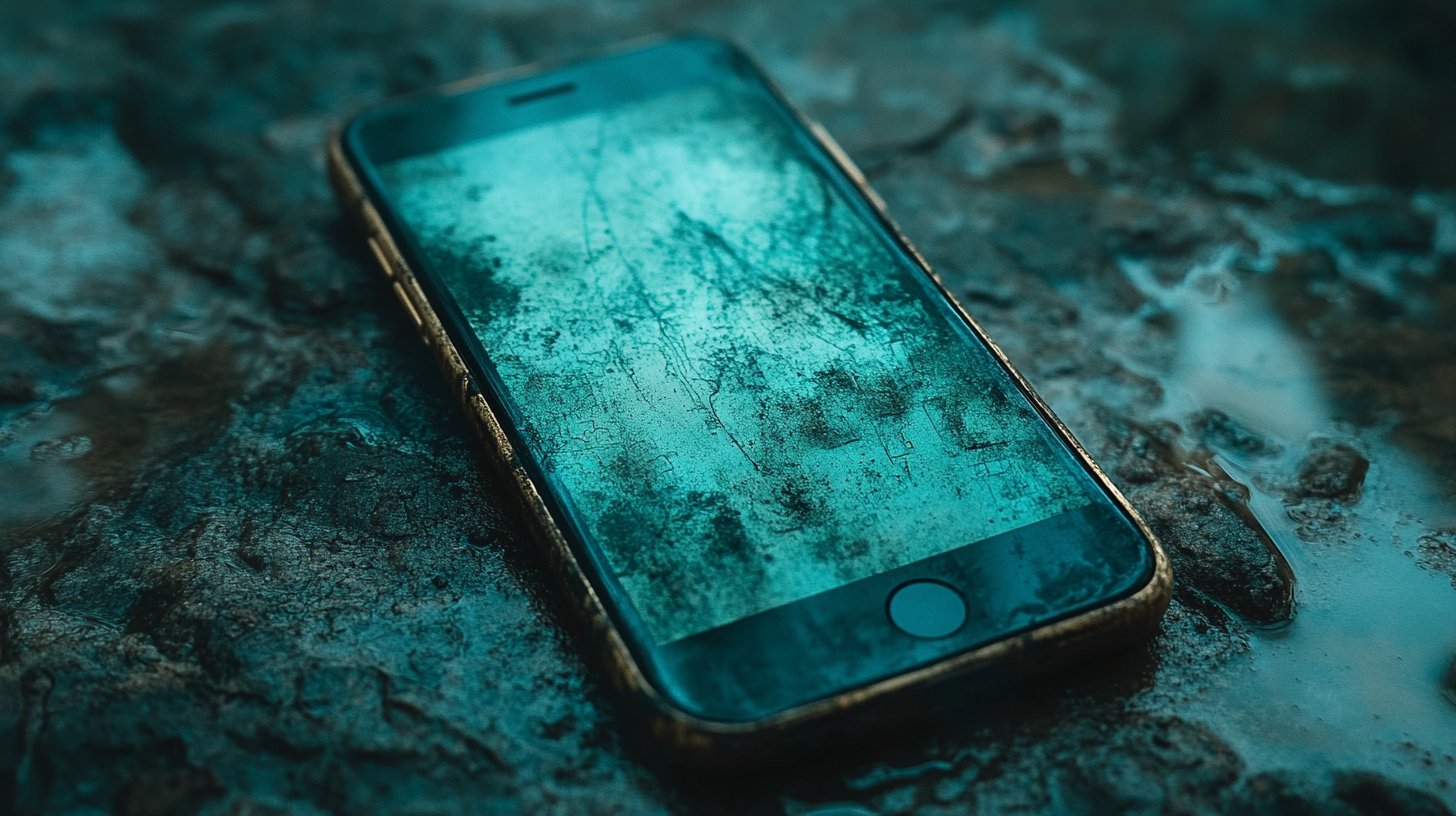 Una pantalla de teléfono vacía con mensajes fantasmas, simbolizando conexiones perdidas.