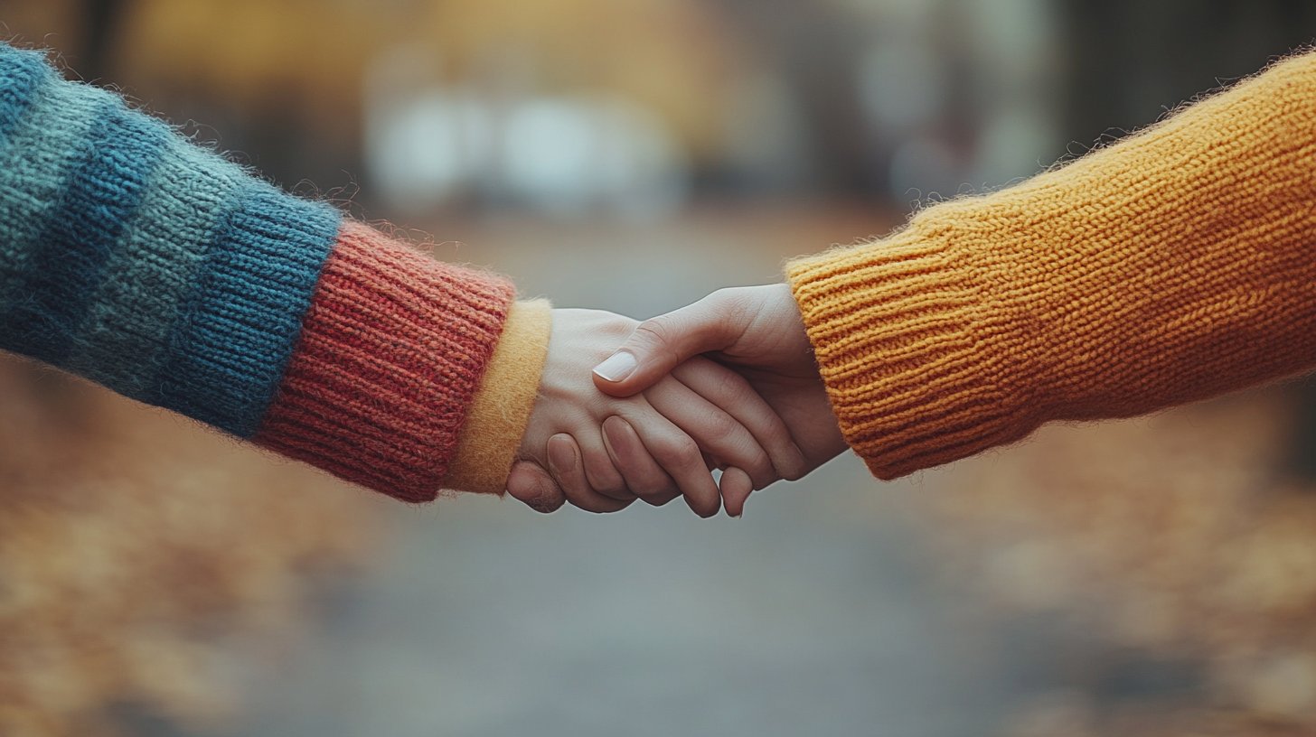 Hände, die sich voneinander entfernen.