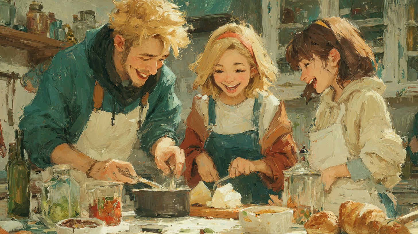 Das Kochen mit Freunden