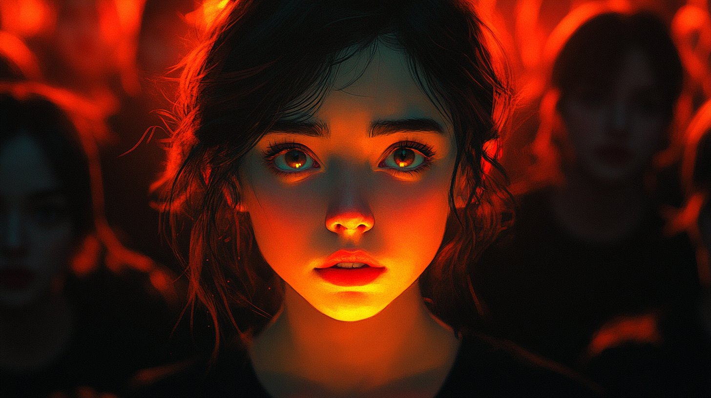 A person looking introspective and confused in a crowded space.