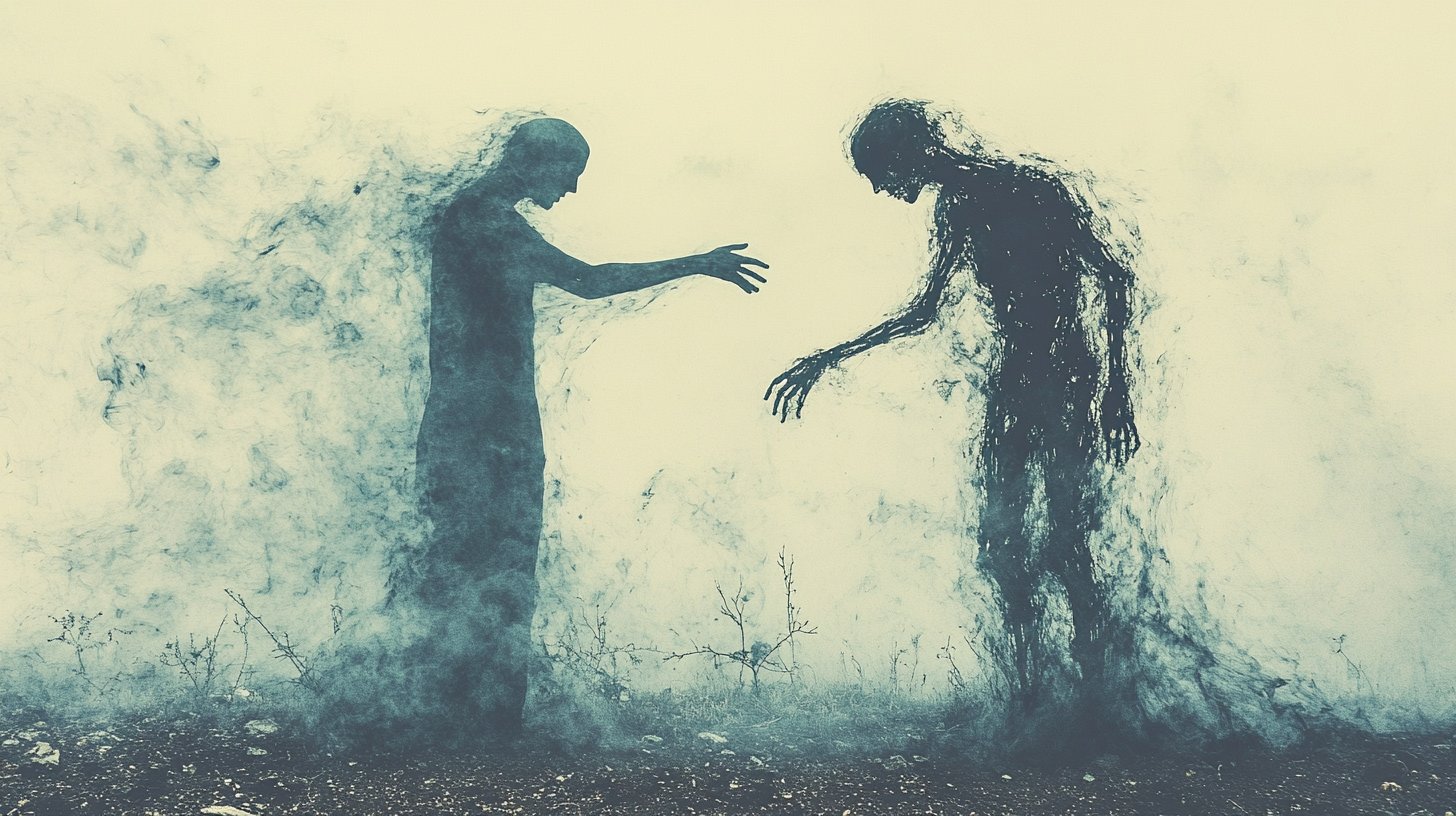 Una mano se extiende mientras la otra aparta la mirada.