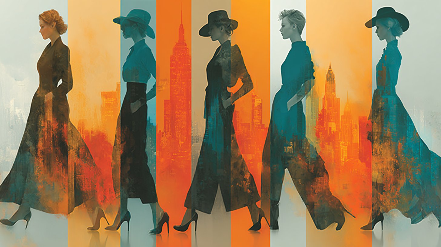 Silhouetten vielfältiger Models in eleganten Posen, die Kontrast und Fluss zeigen.