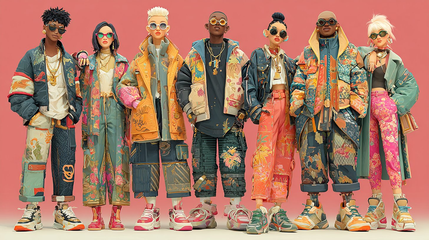 Stilvolle Modebegeisterte feiern globale Trends.