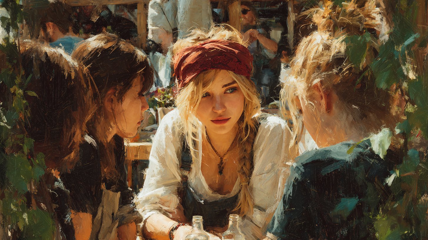 Diskussion über nachhaltige Modetrends im Café.