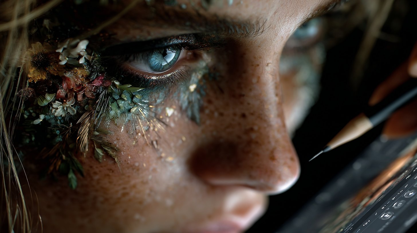 Zukunftsweisendes Modeskizze mit nachhaltigen Materialien.