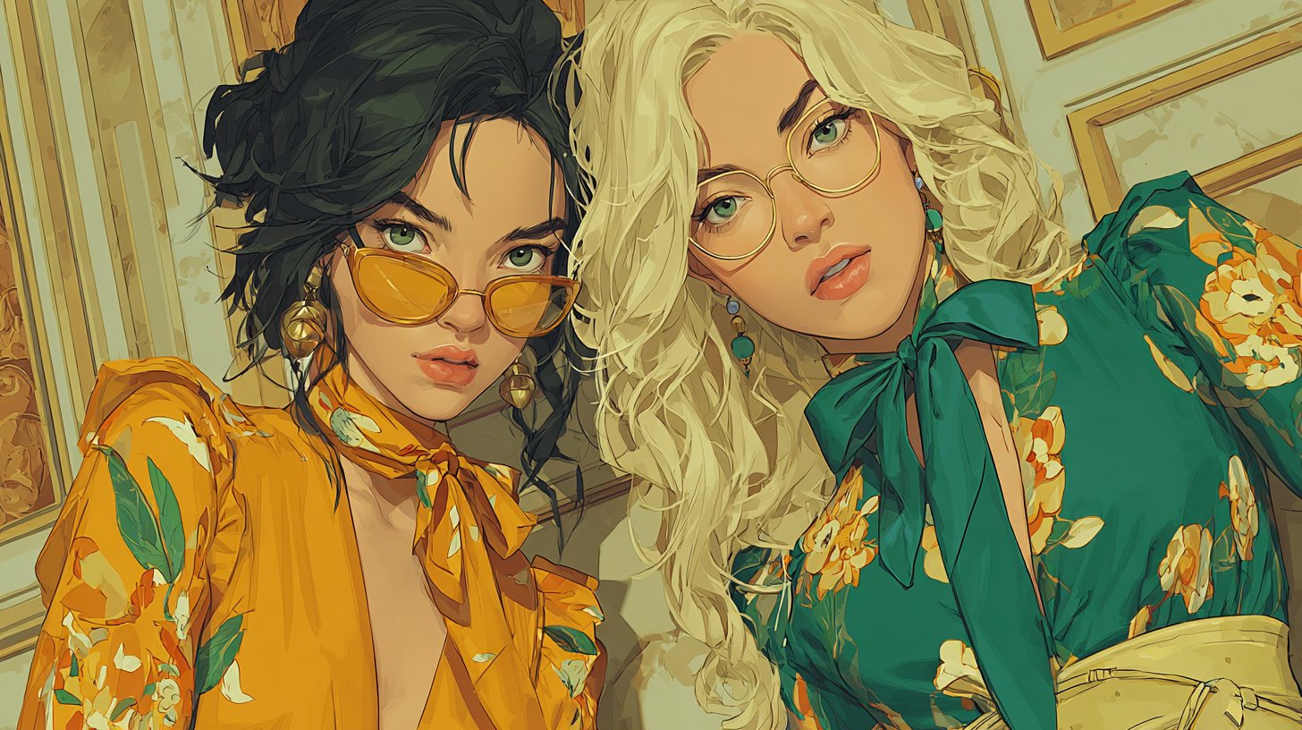 Kontrastierende Farbwahl in der Mode.