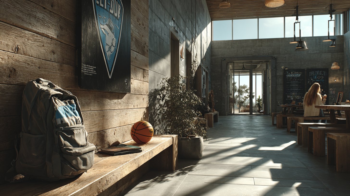 Schüler zeigt den perfekten Mix aus Stil und Funktionalität in Schuluniform.