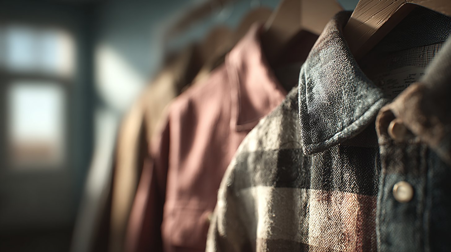 Detailaufnahme von verschiedenen Stoffmaterialien für Schuluniformen.