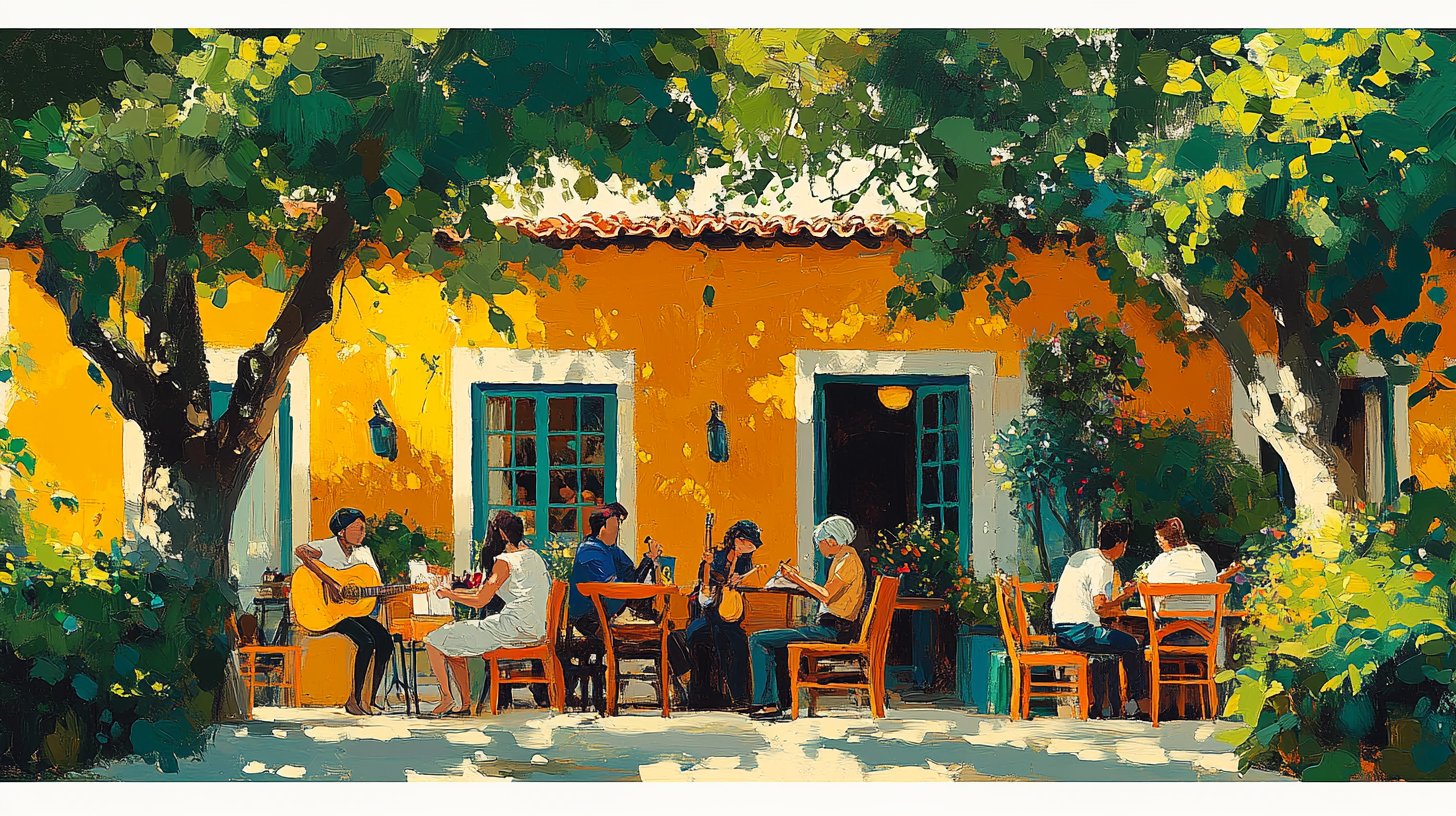 Ein lebendiger Park mit einem Paar, das glücklich malt und Rad fährt.