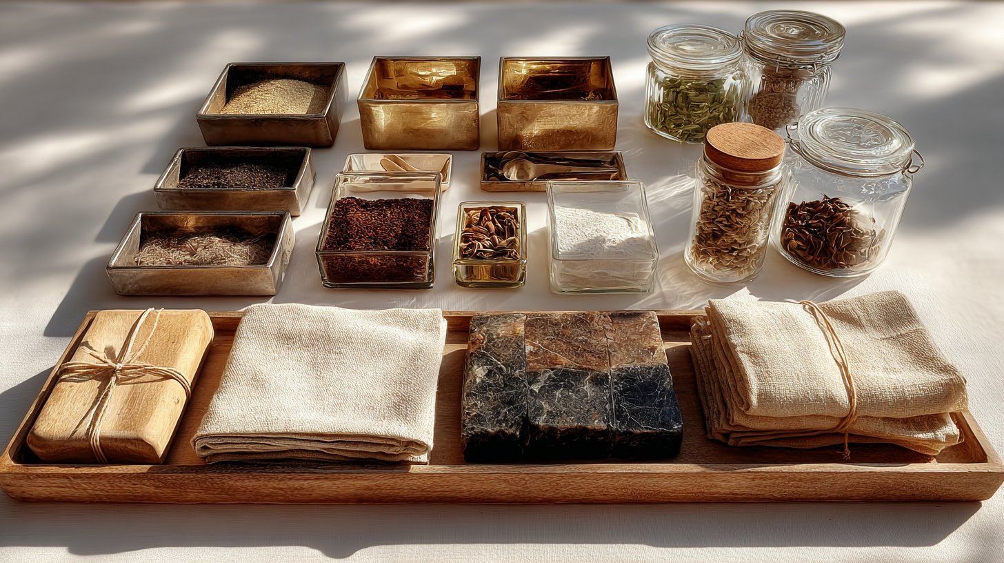 Une disposition artistique d'options d'emballage durables.