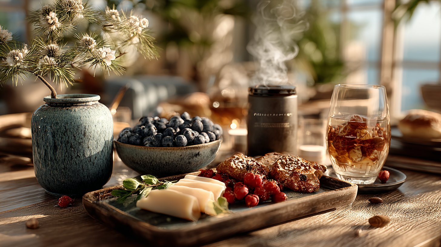 A serene dining setting emphasizing intermittent fasting and mindful eating.