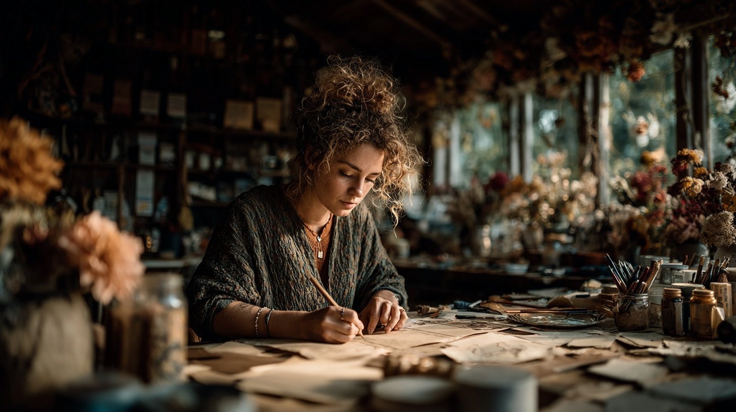 A serene workspace with a person engaged in a DIY project.