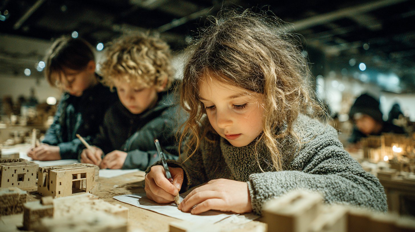 Schüler, die kreativ und konzentriert an haptischen Aktivitäten teilnehmen.